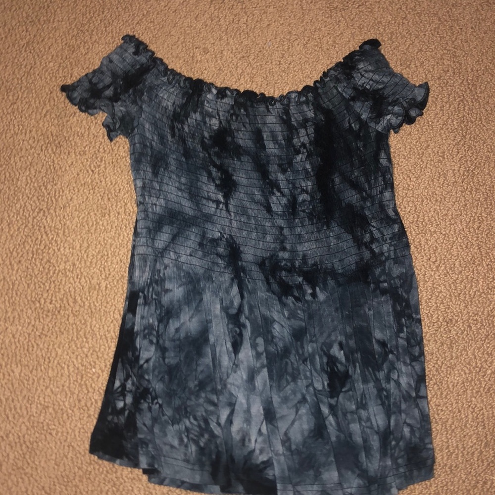 Tilly’s Blue andBlack Tie Dye Off the Shoulder top